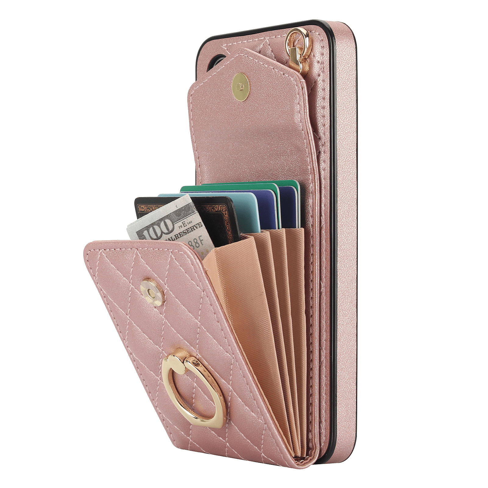 Asuwish Wallet RFID Blocking PU Leather Cell Phone Case with Tempered Glass Screen Protector, Wrist Strap for Samsung Galaxy S24 Plus, Rose Gold