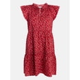 thumbnail image 5 of Time and Tru Women's and Women's Plus Tiered Cotton Mini Dress with Flutter Sleeves, Sizes XS-4X, 5 of 5