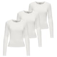 thumbnail image 1 of ONLY Camiseta de manga larga para mujer paquete de 3 - ONLRILEY O-NECK TOP, manga larga, cuello redondo, algodón elástico Crudo L (Large), 1 of 6