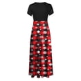 thumbnail image 4 of LOVZFMLL Robe Maxi Bohème Vintage Décontractée à Imprimé pour Femme, Col Rond, Manches Courtes, Rouge G, 4 of 5