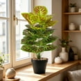 thumbnail image 4 of Plantas Artificiales en Maceta de Plástico Negro, Plantas Tropicales Verdes Falsas Realistas para Decoración de Hogar, Oficina, Escritorio, Sala de Estar, Cocina, 60 cm, 75 cm, 85 cm, 4 of 6
