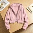 thumbnail image 6 of ZOYOEN Girls Cropped Zip Up Hoodie- Long Sleeve Fashion Fall Casual Kids Track Jacket Pink Size 6-14 Years, 6 of 6