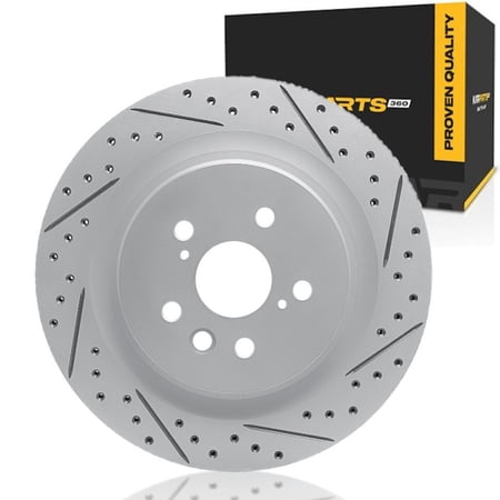 KarParts360 For Lexus RX350/RX350h 2023 2024 2025 Brake Rotor Rear, Passenger Side | Drilled And Slotted Rotor Style | 62 Millimeters / 2.44 Inches Center Hole Diameter