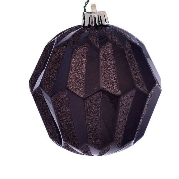 Vickerman 5" Chocolate Glitter Faceted Ball Ornament, 3 per Bag