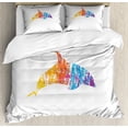 thumbnail image 1 of Dolphin Queen Size Duvet Cover Set, Multicolor Ocean Inhabitant Vivid Creature Nautical Themes Animal Fun Illustration, Decorative 3 Piece Bedding Set with 2 Pillow Shams, Multicolor, by Ambesonne, 1 of 3