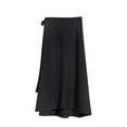 thumbnail image 3 of abtuhar Long Skirts for Women,Women's Skirts,Women's Fashion Solid Color Leisure Fold Elastic Waist A-shaped Horn Skirt Black, 3 of 4