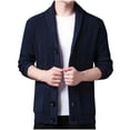 thumbnail image 5 of Lovskoo Mens Cardigan Sweater Winter Trendy Slim Solid Color Sweater Single Button Casual Knit Tops Coat Dark Blue, 5 of 6