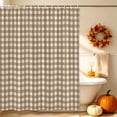 thumbnail image 3 of Brown Plaid Shower Curtain, Waterproof Shower Curtains for Bathroom, Gingham Checked Minimalist Modern Washable Fabric Bathtub Curtain Set Bath Decor with 12 Hooks 72"x78", 3 of 8