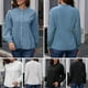 thumbnail image 4 of Blusa con volantes para mujer Camisa con cuello alto y botones de manga larga Abanopi Azul/Grande, 4 of 7