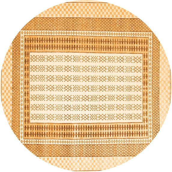 Ahgly Company Indoor Round Abstract Orange Contemporary Area Rugs, 8' Round