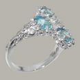 thumbnail image 3 of LBG British Made 9k White Gold Cubic Zirconia & Blue Topaz Womens Statement Ring - 33 size options - Size 7.5, 3 of 6