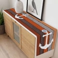 thumbnail image 4 of Nautical Anchor Table Runner - 90 Inch Long, Kitchen Dining Table Runner Dresser Scarves, Vintage Orange Brown Wooden Grain Farmhouse Decor for Coffee Tables Wedding Party Banquet, 4 of 8