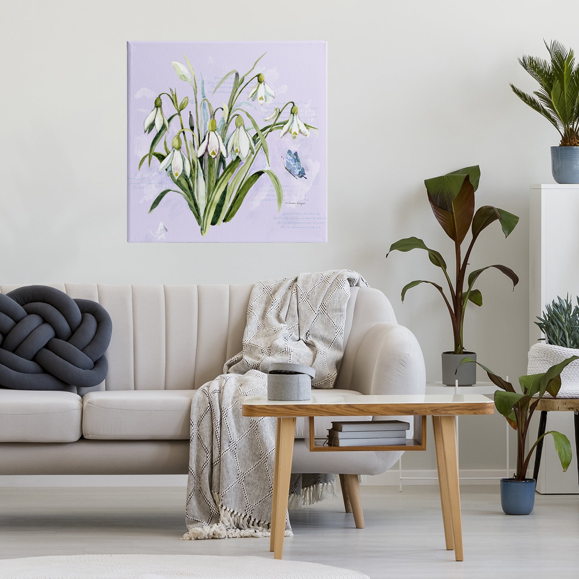 Stupell Industries Snowdrops with Vintage Writings Canvas Wall Art, design by Susan Winget