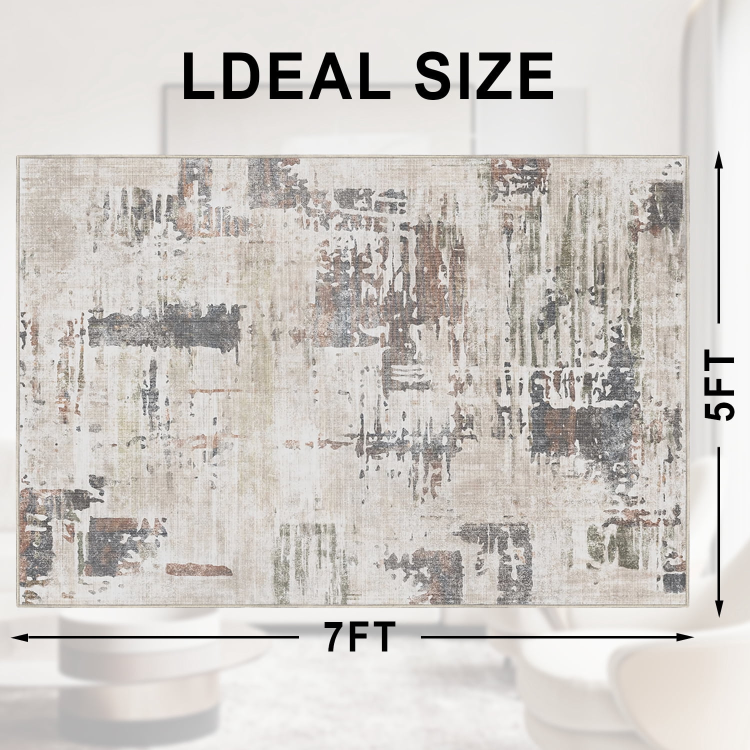 TECHVIDA Area Rug 5x7,Modern Abstract Rug,Machine Washable for Living Room Rugs, Foldable Nonslip Indoor Carpet,Bedroom Living Room-Dark Gray