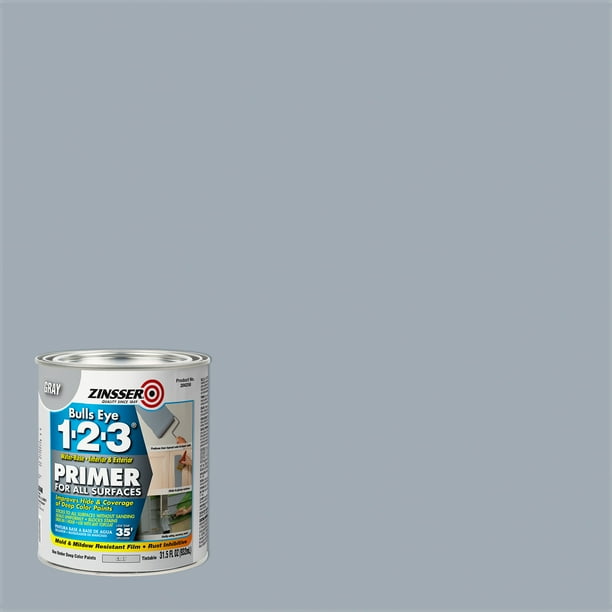 Gray, Zinsser Bulls Eye 123 WaterBased Primer, Quart