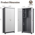 thumbnail image 2 of Marcree 72.8" Outdoor Broom Storage Cabinet, Metal Storage Cabinets for Cleaning Supplies with Slanted Roof, Waterproof Outdoor Slim Storage Shed,Utility Closet, Broom Mop Storage Cabinet, Grey&White, 2 of 8