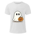 thumbnail image 4 of Mens Shirts Halloween Ghost Pumpkin T-shirt Short Sleeved Printed Round Neck Blouses White S T-shirts for Men, 4 of 5