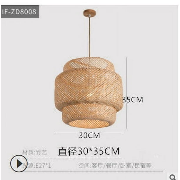 Suspension Tissée à La Main En Rotin Tissé à La Main à 1 Lumière, Lustre D'éclairage De Plafond En Osier De Bambou Fait à La Main, Décoration De Salle à Manger Pour