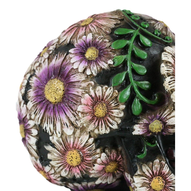 Black Day of The Dead Purple Fuchsia Floral Blooms Sugar