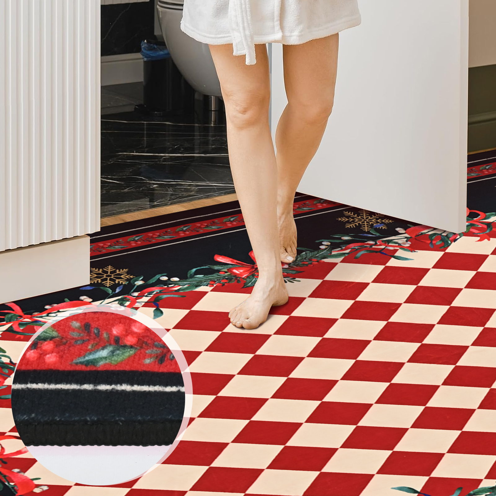 BLEUM CADE Christmas 5'x7' Area Rugs for Living Room, Washable Rugs for Bedroom Dinning Room,Red Checkered Rug Ultra Soft Non Slip Durable Large Carpet Home Decor