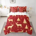 thumbnail image 2 of Manfei Christmas Reindeer Moose Twin Bedding Sets 7-Piece, Red Gold Cartoon Bedding Comforter Set, Winter Xmas Tree Snowflake Reversible Sheet Sets, Lightweight Room Decor, 2 of 7