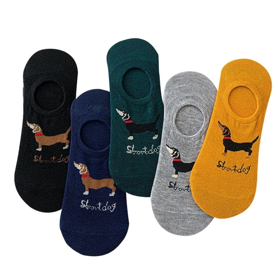 WMNTST Womens Socks Low Cut 5 Pairs Dog Pattern Print Sock Breathable Cozy Novelty Cute Stylish Sock