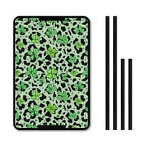 XYZCANDO Clover RV Door Window Shade Leopard RV Door Screen Protector Foldable Camper Accessories Animal Print RV Black Out Curtains for Camper Windows RV Window Blinds with Hook and Loop Green