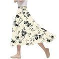 thumbnail image 2 of Womens Skirt Floral Print A-Line Elastic Waist Flowy Casual Skirt Black L, 2 of 5
