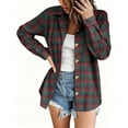 thumbnail image 4 of qolati Plaid Shirts for Women Spring Fall Long Sleeve Button Down Flannel Shackets Casual Loose Open Front Cardigan Jackets, 4 of 6