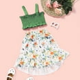 thumbnail image 3 of Toddler Baby Girls Clothes Baby Girls Outfits Sleeveless Suspender Top Floral Skirt 2PCS Girls Summer Clothing Set Green 12-18 Months, 3 of 7