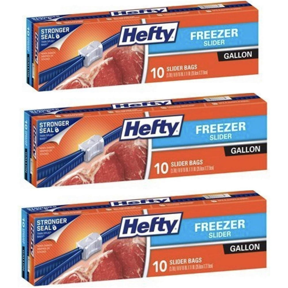 Hefty Slider Gallon Freezer Bags 10 Count Pack of 3 - Walmart.com