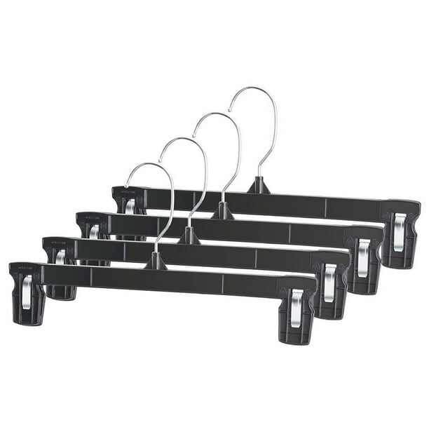 Plastic Pants Hangers, Black Pinch Grip Hangers, Break Resistant Clip