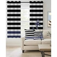 thumbnail image 2 of Black Horizontal Striped Blackout Curtains 39 Inches Length, Navy Anchor Nautical Coastal Window Treatment Thermal Insulated Drapes for Bedroom Living Room 2 Panels 55x39 Inches, 2 of 8