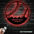 thumbnail image 2 of Craftnamesign Custom Kansas Skyline Baseball Metal Wall Art LED Light, Softball Player Name Sign, 2 of 5