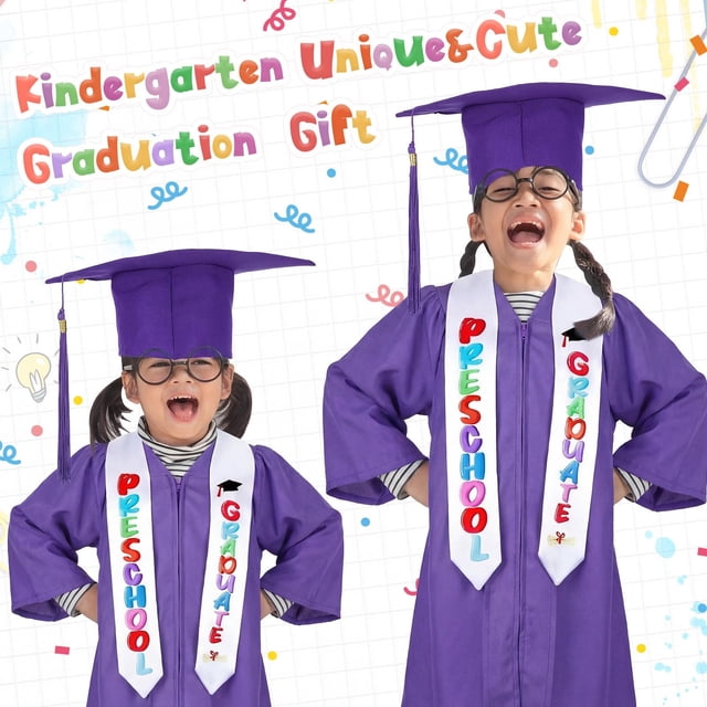 Kindergarten Graduation Gown 2026 Silk Outfit with Memorial Gift Set for First Graduation Keepsake