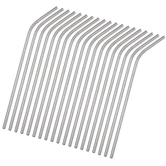 Reusable Metal Bent Straws 50-Pack in Bulk. 215mm/8.5 Inch Stainless Steel Drinking Straws in Bulk for Wholesale.Curved Straws for 20oz Tumblers Yeti (Silver All Bent 50pcs-8.5")