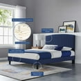 thumbnail image 2 of Platform Bed Frame, Full Size, Blue Navy, Velvet, Modern Contemporary, Bedroom Master Guest Suite Room, 2 of 9