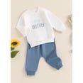 thumbnail image 6 of Aojekbee Baby Boy 2Pcs Fall Outfits Long Sleeve Letter Embroidery Sweatshirt + Pants Set Spring Clothes, 6 of 10