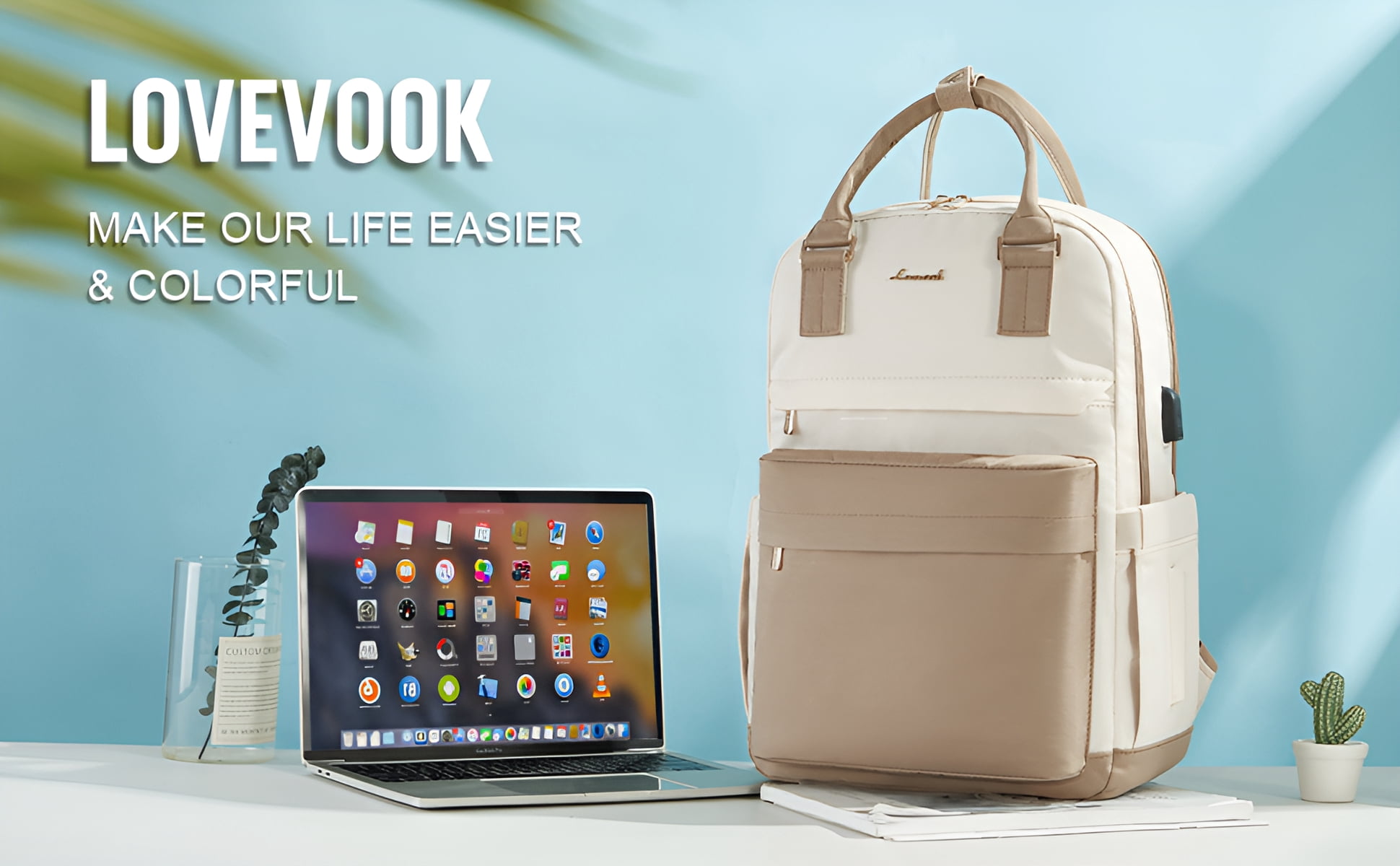 Lovevook Backpack Purses for Women,Vintage Women Teacher Laptop Backpack Nurse Bag, Multi-Function Work Travel Daypacks College Book Bag with USB Port