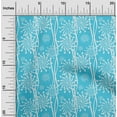thumbnail image 2 of oneOone Cotton Poplin Turquoise Blue Fabric Floral Silhouette Craft Projects Decor Fabric Printed By The Yard 42 Inch Wide, 2 of 4