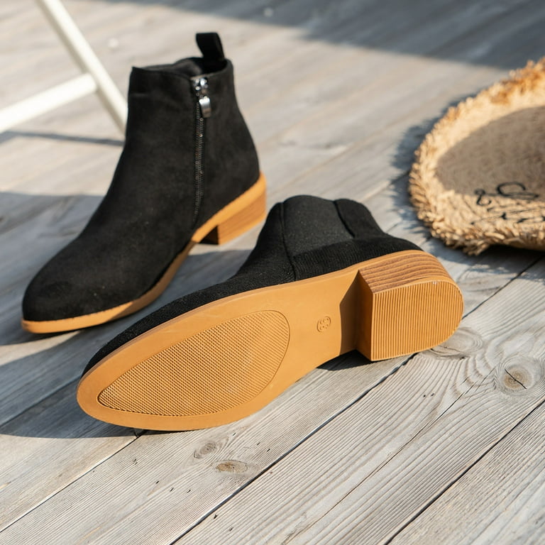 KIJBLAE Clearance Women's Chelsea Boots Suede Ankle Boots Pull on