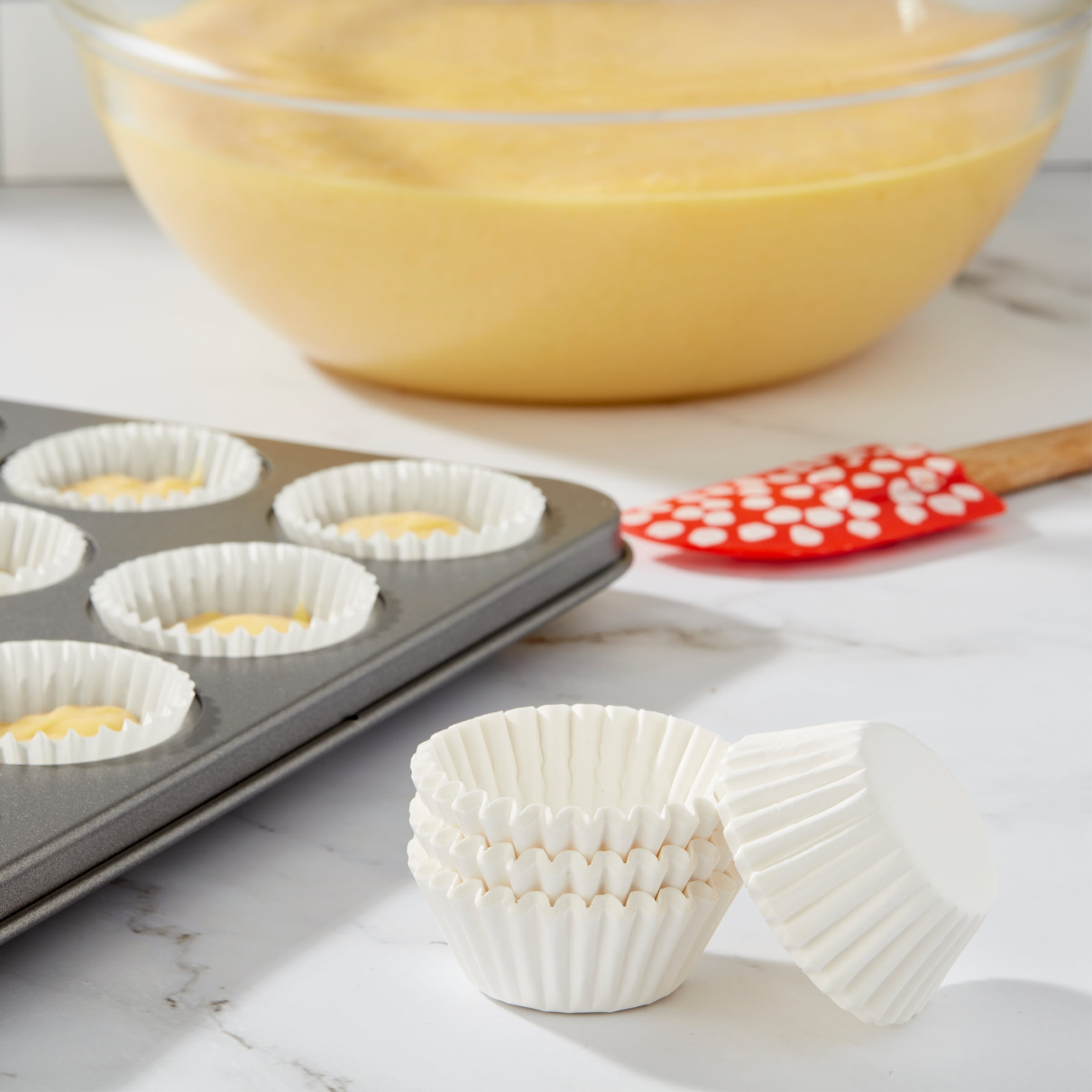 Great Value Mini Cupcake Liners, White, 100 Count for Baking Mini