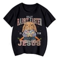 thumbnail image 4 of WOYY Easter Graphic Tee for Girls Cute Bunny Print Short Sleeve O Neck T-Shirt, Sizes 1-13, 4 of 4