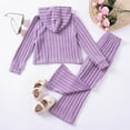 thumbnail image 5 of FYDUU Girls Fall Winter Outfits Girls Outfits 2 Piece Set Soft Knit Hoodie And Pants Casual Fall Spring Toddler Kids Clothes Ribbed Texture Wear 4-5 Years, 5 of 9