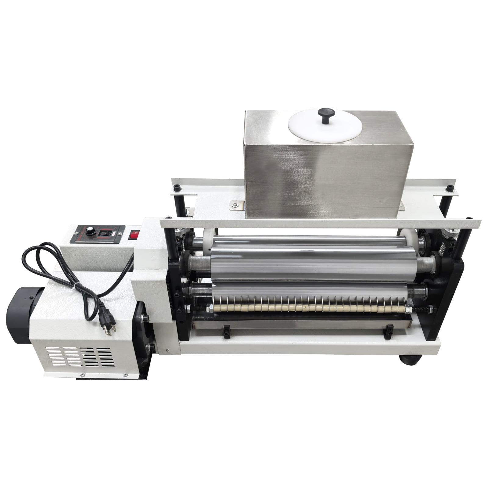 Automatic Double-Sided Gluing Machine 15.35" Steel Roller Glue Coating Machine for Paper Leather Craft 110V