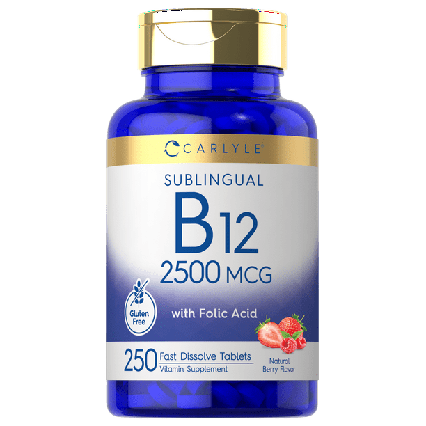 Vitamin B12 Sublingual 2500 mcg 250 Tablets Natural Berry Flavor
