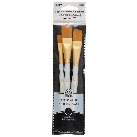 FolkArt Art Brush Set, Wash, Assorted Size, Set of 3, Synthetic Bristle