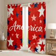 thumbnail image 2 of Manfei Retro America Print Kitchen Curtains, Glitter Stars Black Out Curtains Pack of 2 (42x63 Each), Red White Blue, 2 of 6