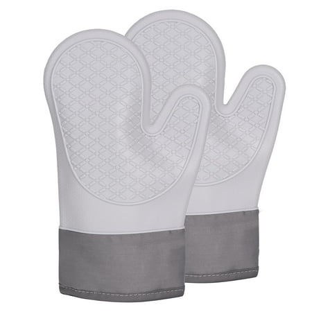 

ALXBSONE Oven Gloves 2 Piece Thickened Silicone Insulation Gloves Home Kitchen Baking high Temperature Resistance 500F Non-Slip Soft Anti-Scald(Light Grey) C49
