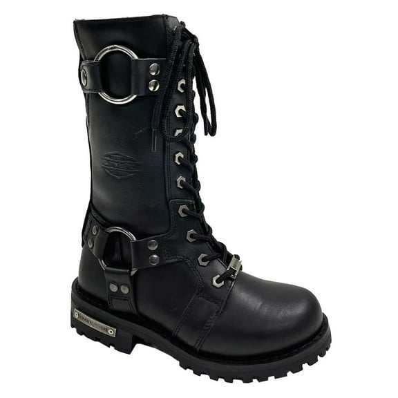 Unik Women's Premium Metal Leather Motorcycle Boots, 12004-L (Black, 11)